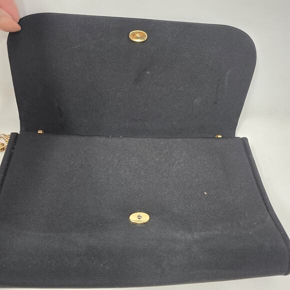 Vintage 70s Gucci Blondie GG Canvas Purse Clutch Brass Chain Made in Italy Black - Picture 14 of 14